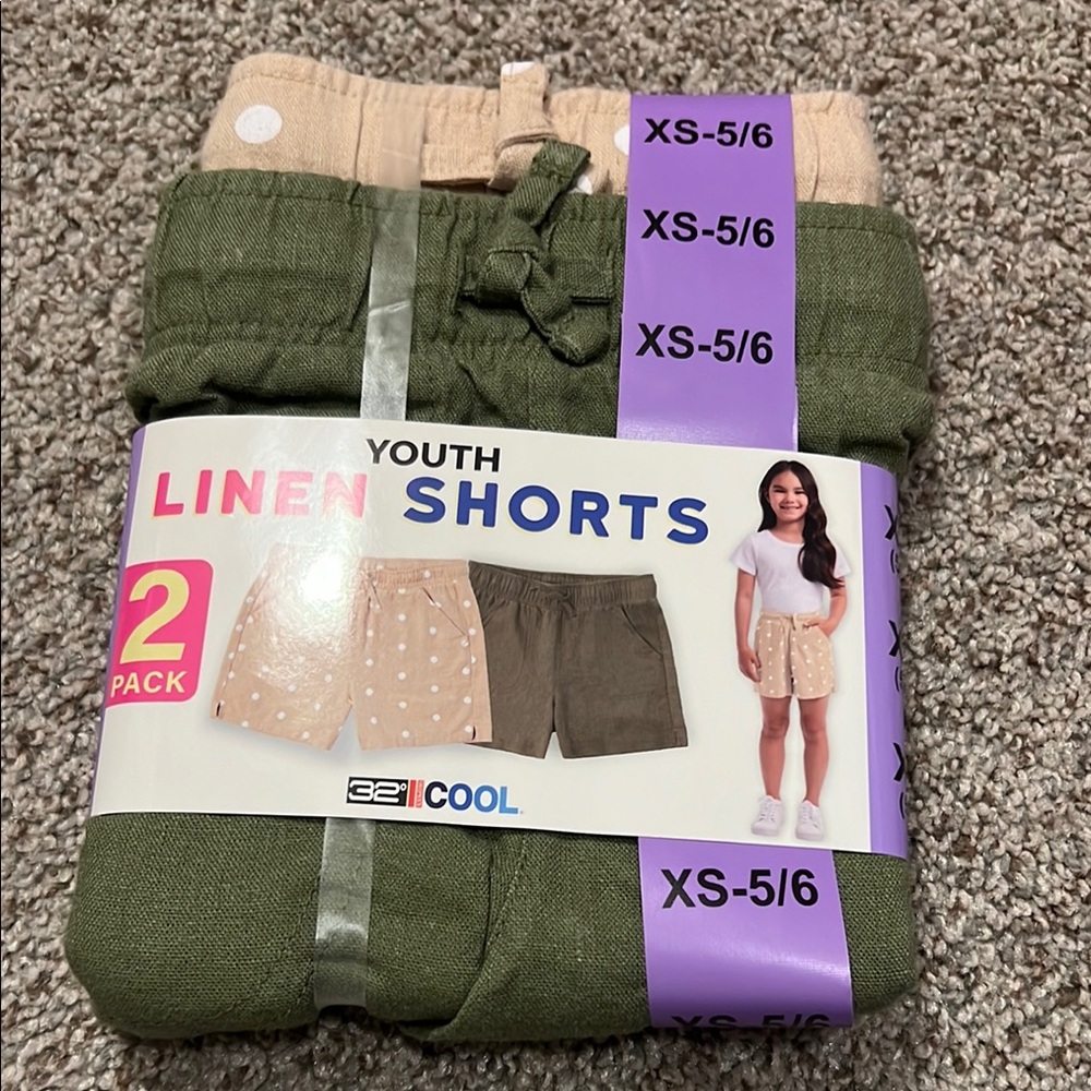 32 Degrees Youth Linen Shorts 2 pack
